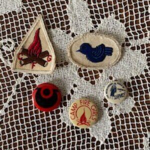 Vintage Campfire Girls Set (3 pins, 2 patches)